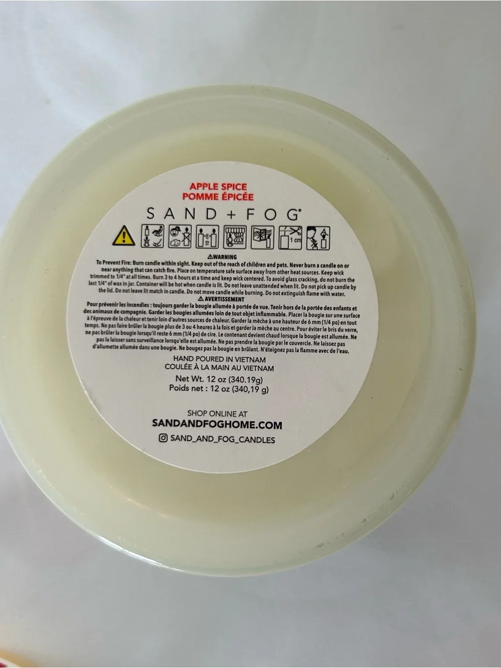 New Sand + Fog Apple Spice Candle 12oz Autumn Fall Holidays Christmas Natural